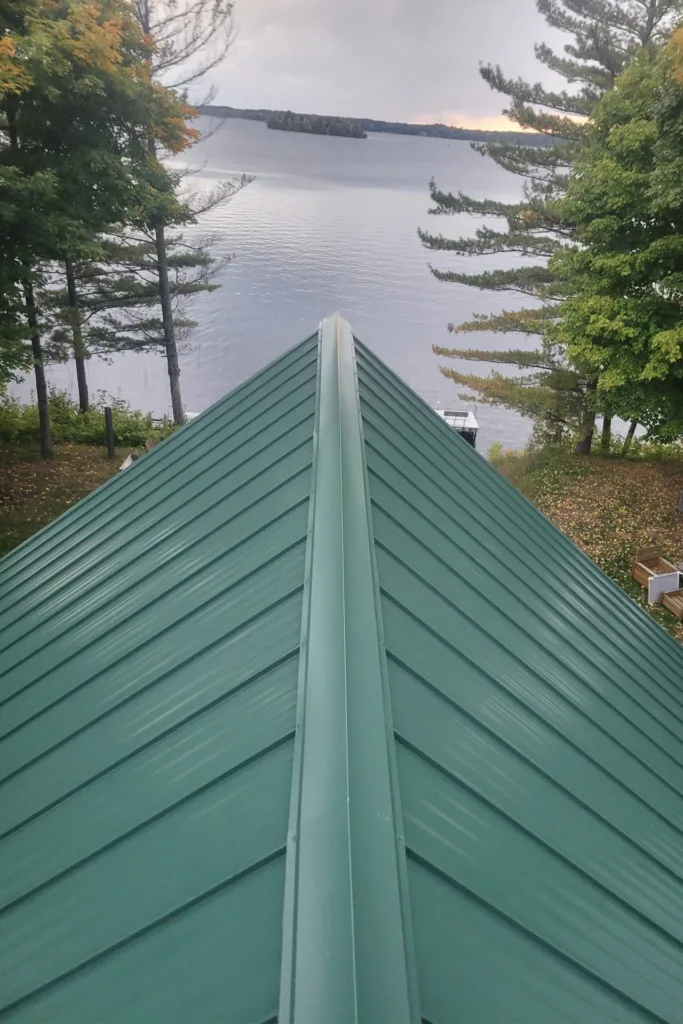 Green Metal Roof Lake Photo In The Fall